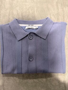 Men's Heather Blue Short-Sleeve Button Polo